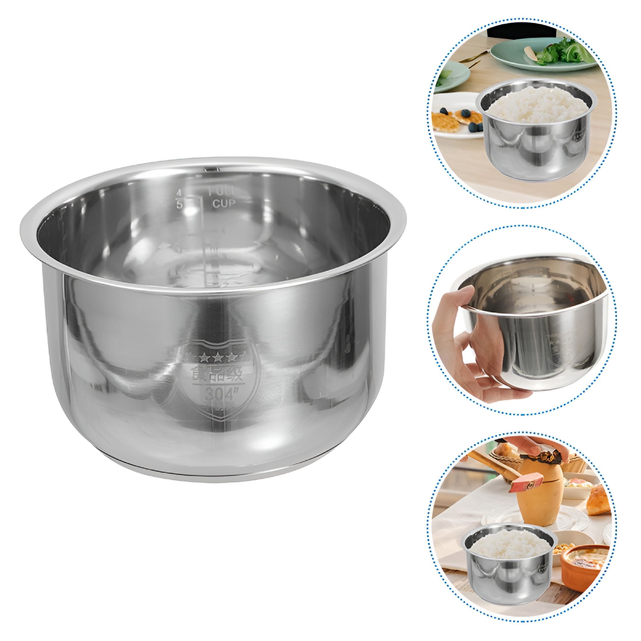 ACDANC 2026 New Simple Design Stainless Steel Inner Pot for Rice Cookers Home Use 1Pcs, for Cooking Rice, Home Kitchens, Electric Rice Cookers, Meal Prep, Family Dinners