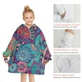 thumbnail image 6 of Purple Pioneer Flower and Paisley Pattern Blanket Hoodies for Kids 6-13YR Oversize Wearable Blanket Hoodies for Boys Girls Teens, 6 of 7