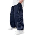 thumbnail image 2 of Vornjynx Kids Boys Cargo Pants High Waist Wide Leg with Pocket Casual Summer Outdoor Hiking Pants Navy Size 6, 2 of 8