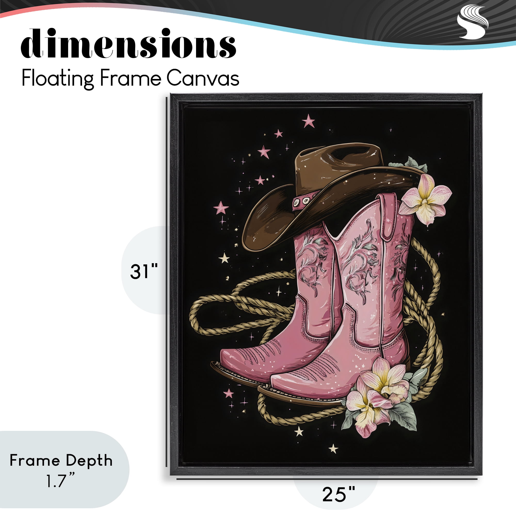 Stupell Industries Western Chic Pink Boots Black Framed Floater Canvas Wall Art, design by Creative Studio