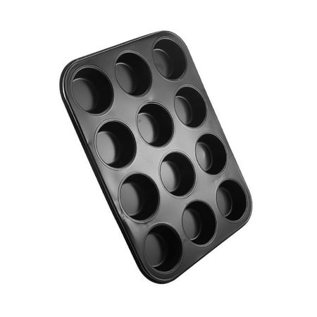 

wendunide Kitchen supplies Pan 12 Muffin Saf Non Cup Cupcake Baking Dishwasher Carbon Stick Microwave Steel Cake MouldCake Mould Black