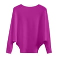 thumbnail image 2 of Boat Neck Batwing Sleeves Dolman Knitted Sweaters and Pullovers Tops for Women,Ribbed Knitted Pullovers,Crewneck Sweaters,Lightweight Oversized Spring Fall Casual Flowy Sweaters Dark Purple S, 2 of 9