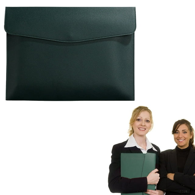 HUASHENG Leather Document File Folder Soft PU Leather Size Envelope Folder Travel Portfolio Case File Storage Organizer With Inside Pockets