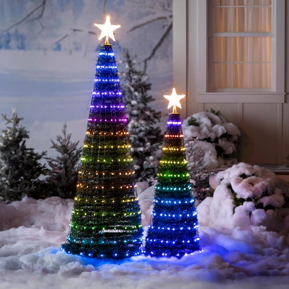 Evergreen LED Christmas Tree | Indoor/Outdoor Foldable Design | RGB Lights | 24"W x 24"L x 71"H
