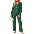 thumbnail image 6 of Cueply Pajamas for Women Set Long Sleeve Knit Button Down Pj Lounge Sets Sleepwear with Drawstring Pockets, 6 of 8
