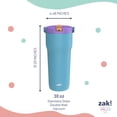 thumbnail image 2 of Zak Designs Sutton Travel Tumbler for On the Go, 30oz Stainless Steel with Vacuum Insulation, Straw Spout, Carry Handle for Cold Drinks (Turquoise), 2 of 4