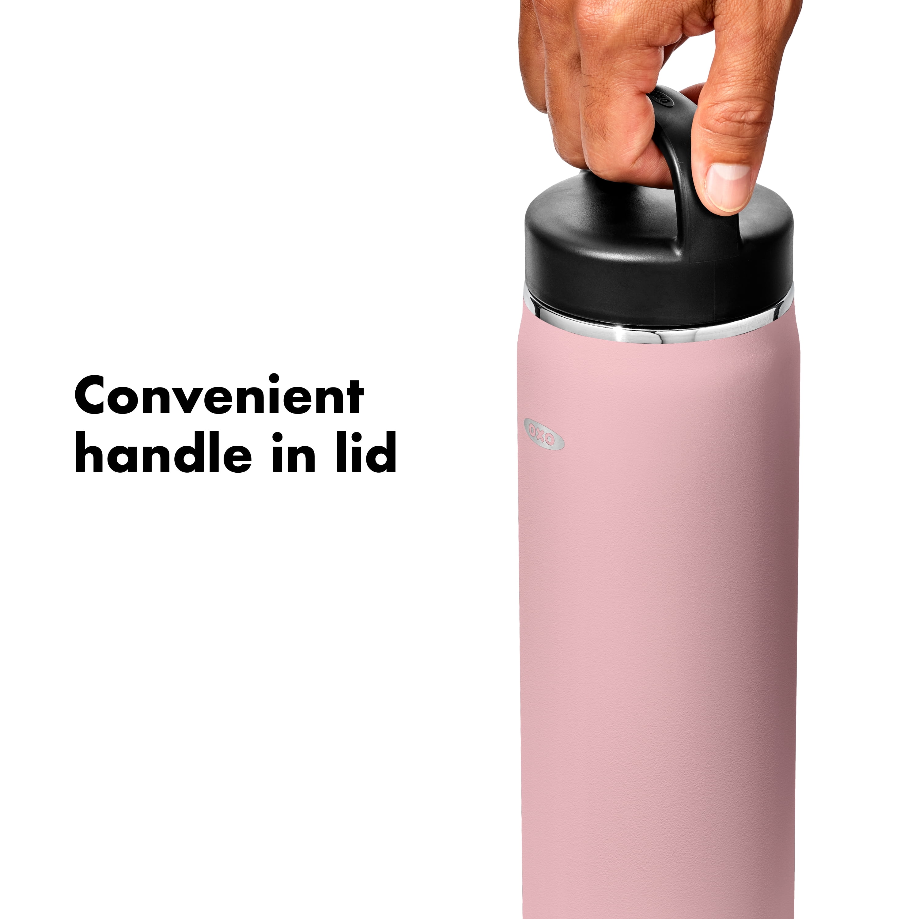 OXO Strive 40 oz. Insulated Water Bottle with Handled Lid - Rose Quartz