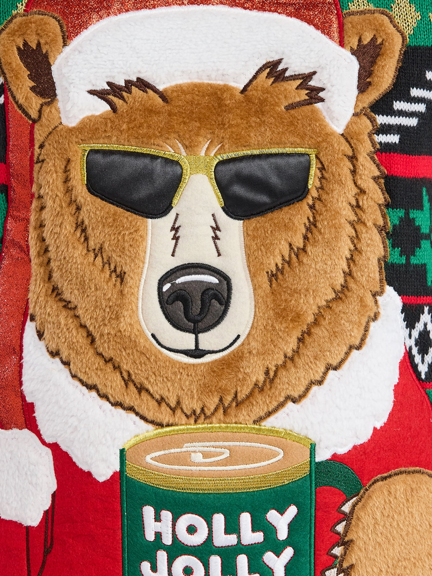 Men's Holly Jolly Days Bear Ugly Christmas Sweater from Holiday Time, Midweight, Sizes M-2XL