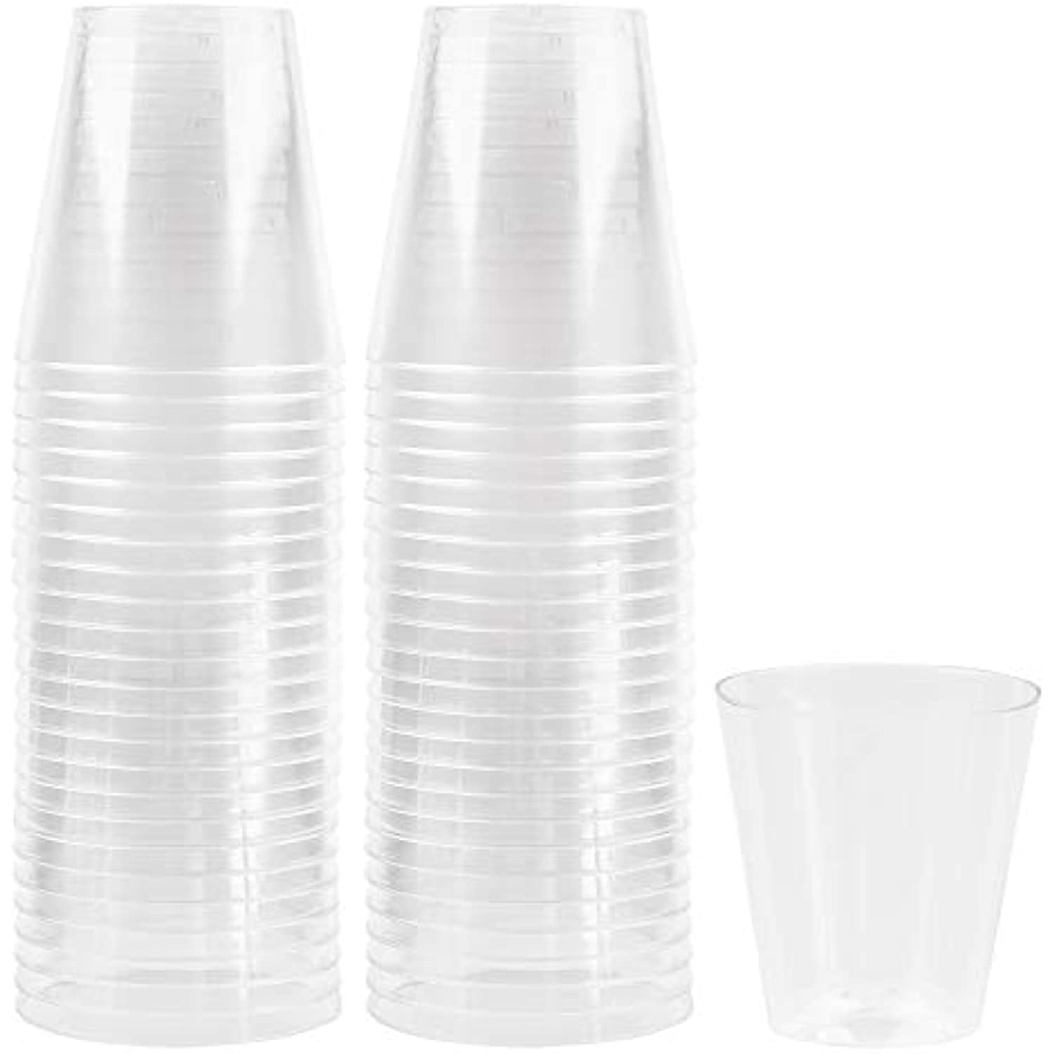 Sauce Great for Whiskey Shots Squat Cups Crystal Clear Disposable Hard Plastic Shot Cups Jello Samples Pack of 100 Dips Tasting Tumblers Plasticpro 5 oz Shot Glasses 