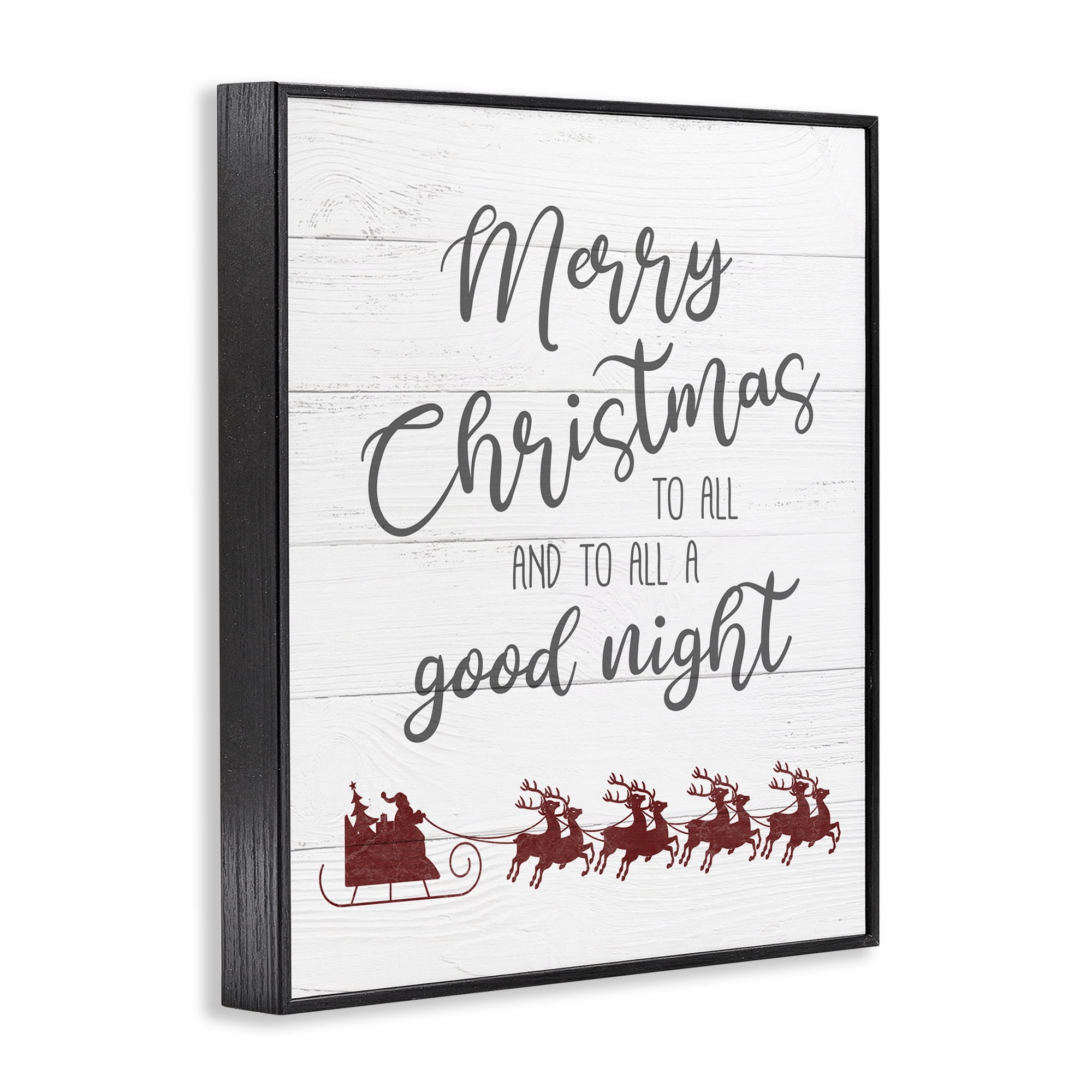 Stupell Industries To All A Good Night Christmas Holiday Painting Black Framed Art Prints Wall Art, 24 x 30