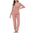 thumbnail image 2 of Unique Bargains Women's Pajama Knit with Lace Stretchy Nightwear Lounge Sleepwear Sets, 2 of 4