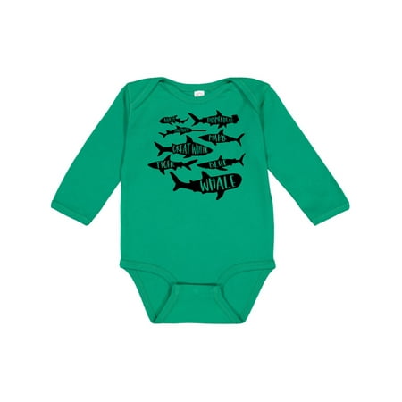 

Inktastic Types of Sharks Gift Baby Boy or Baby Girl Long Sleeve Bodysuit