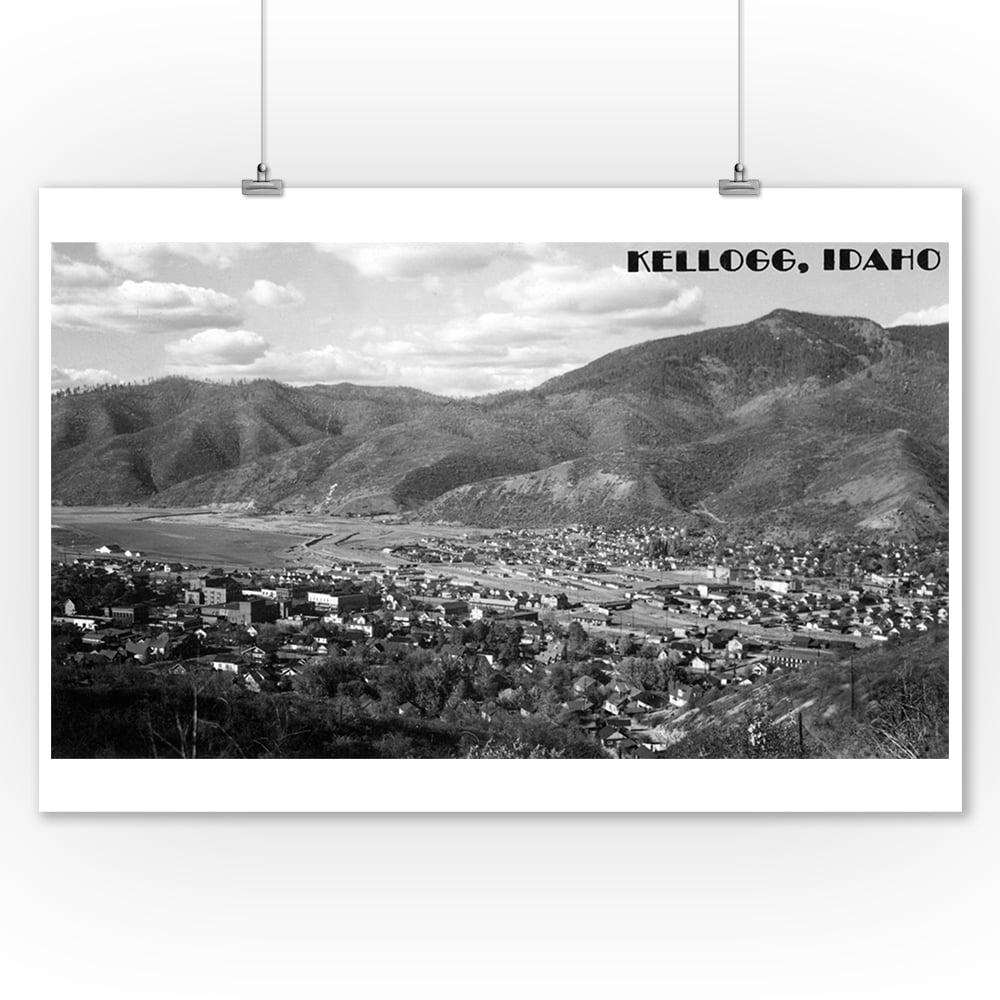 Kellogg, Idaho Panoramic View of Town Photograph (9x12 Art Print