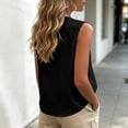 thumbnail image 4 of LEAVINGSUO Tank Tops for Women Solid Color V-Neck Sports Sleeveless Blouse Loose-fitting Openwork Lace Tops Black S, 4 of 7