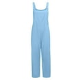 thumbnail image 6 of GILIGEGE Women's Patchwork Dual Pocket Jumpsuit Loose Floral Print Bohemian Wide Leg Bib Overall Womens Overalls Casual Loose Sleeveless Straps Wide Leg Jumpsuit Blue L, 6 of 8