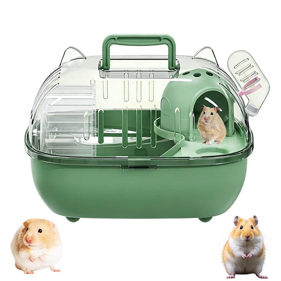 Portable Hamster Carrier Cage with Water Bottle, Exercise Wheel, and House - Small Animal Travel Habitat for Gerbils, Chinchillas, Dwarf Hamsters