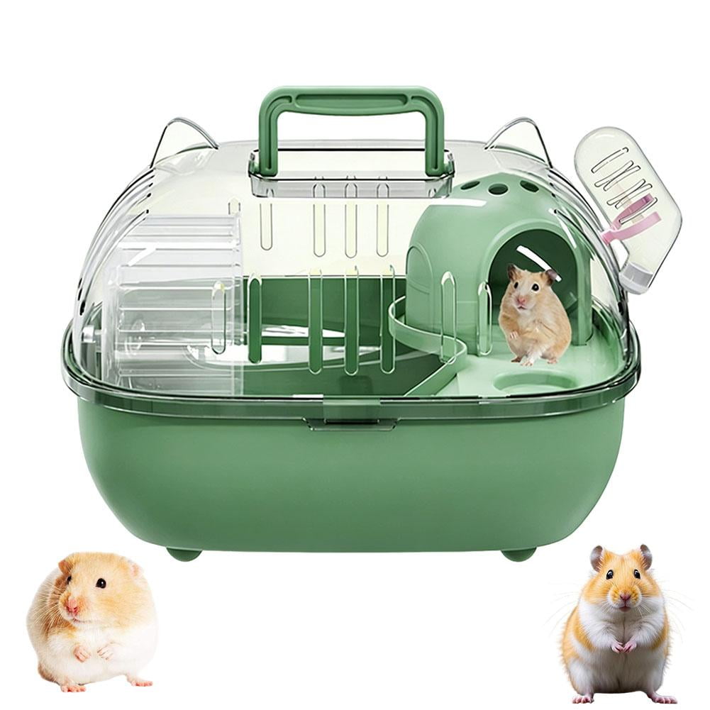 Portable Hamster Carrier Cage with Water Bottle, Exercise Wheel, and House - Small Animal Travel Habitat for Gerbils, Chinchillas, Dwarf Hamsters