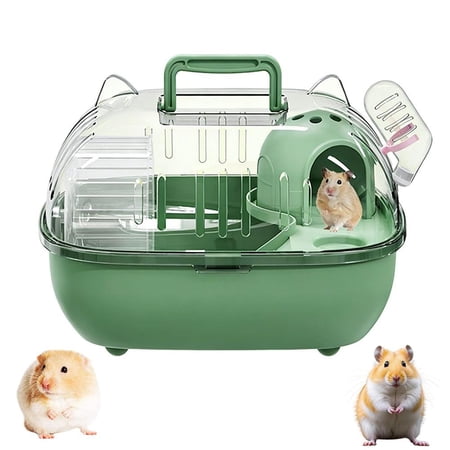 KRONDO Portable Hamster Cage 11 Cat Ear Shape Small Animal Habitat with Exercise Wheel, Water Bottle, Hideout House & Platform, Carrier for Hamsters, Gerbils, Mice