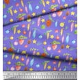 thumbnail image 3 of Soimoi Purple Silk Fabric Star & Baubles Christmas Print Fabric by Yard 42 Inch Wide, 3 of 3