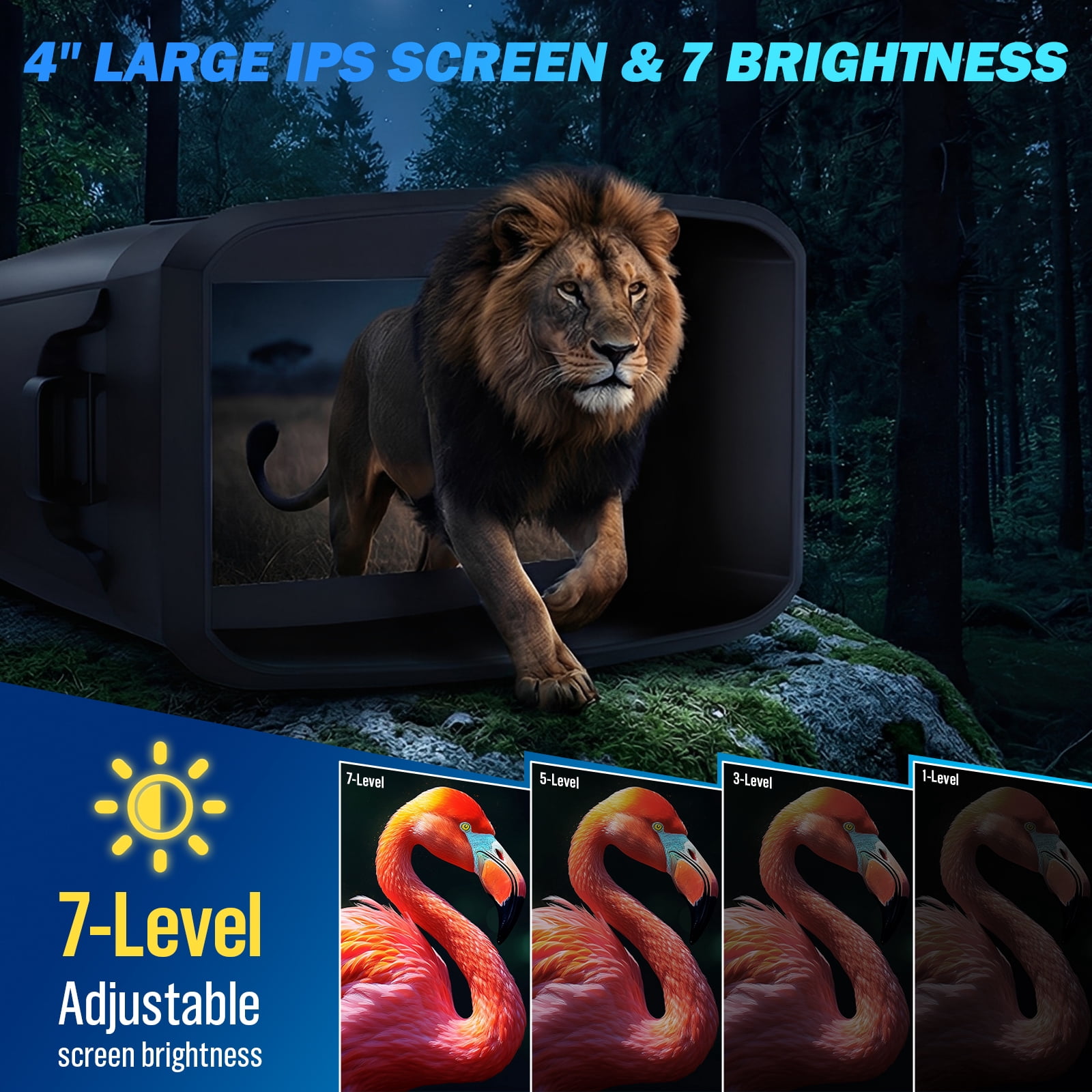 Night Vision Binoculars-15X Infrared Night Vision Googles 10000mAh Large Battery, 4'' Screen-Adults Binoculars for Day and Night Hunting Camping,Wildlife& Surveillance