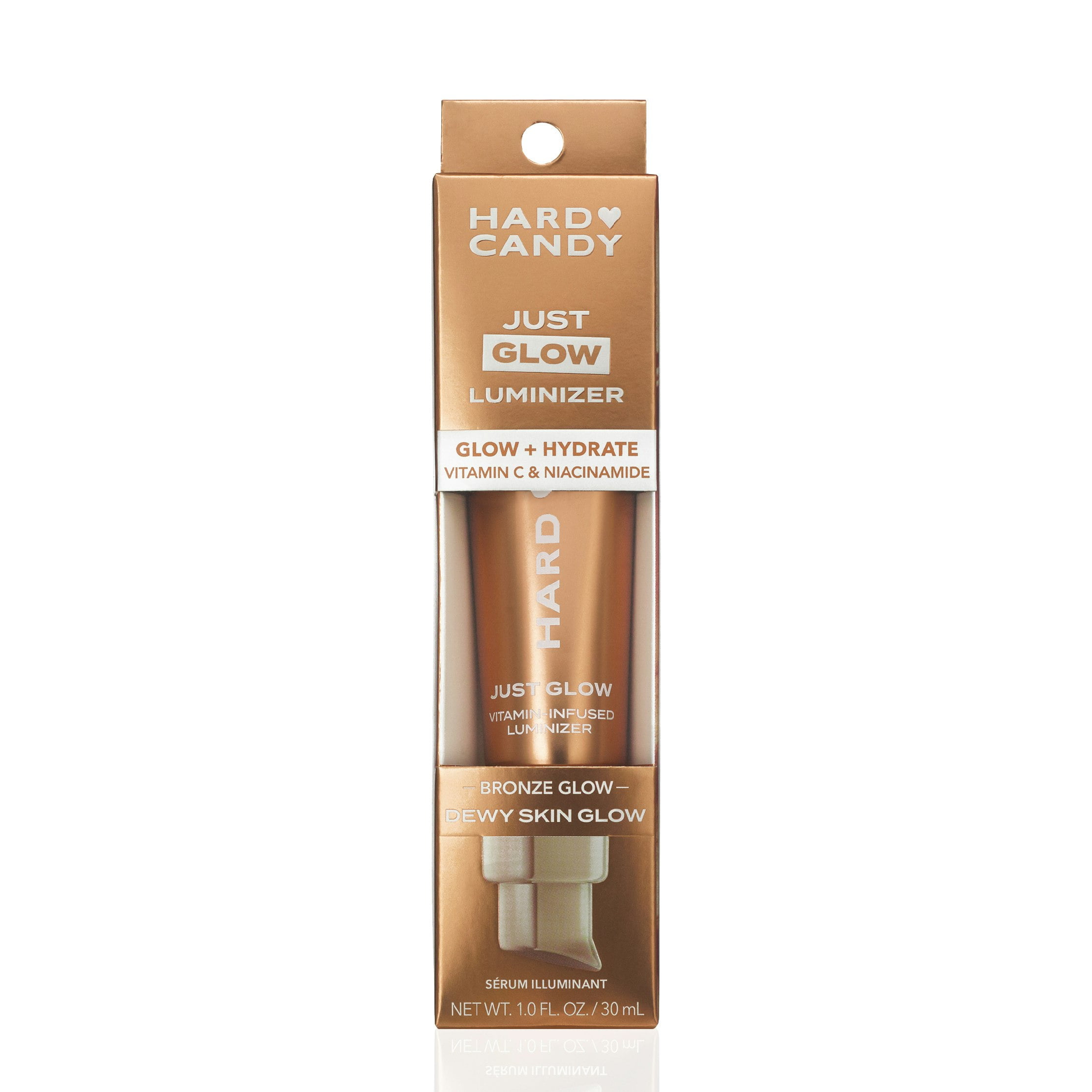 Hard Candy Just Glow Face Luminizer, Bronze Glow, Sheer Color, All Skin Tones, Niacinamide