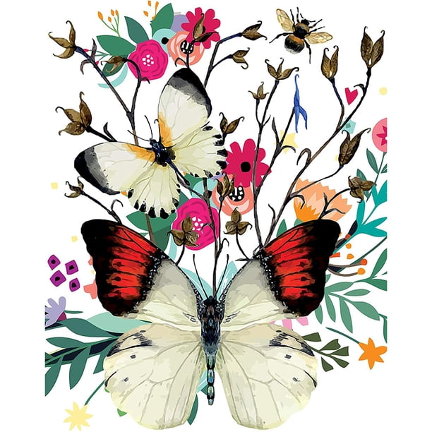 Flor mariposa taladro redondo completo mosaico diamante pintura imagen de diamantes de imitación FLhrweasw Nuevo