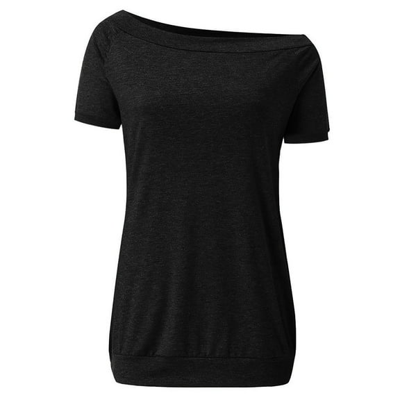 Weikingp Oversized Tshirts For Women Women's Summer Tops Women Boat Neck Short Sleeve Off Shoulder Solid Casual Loose T Shirt Tops Tshirts Shirts For Women Black L