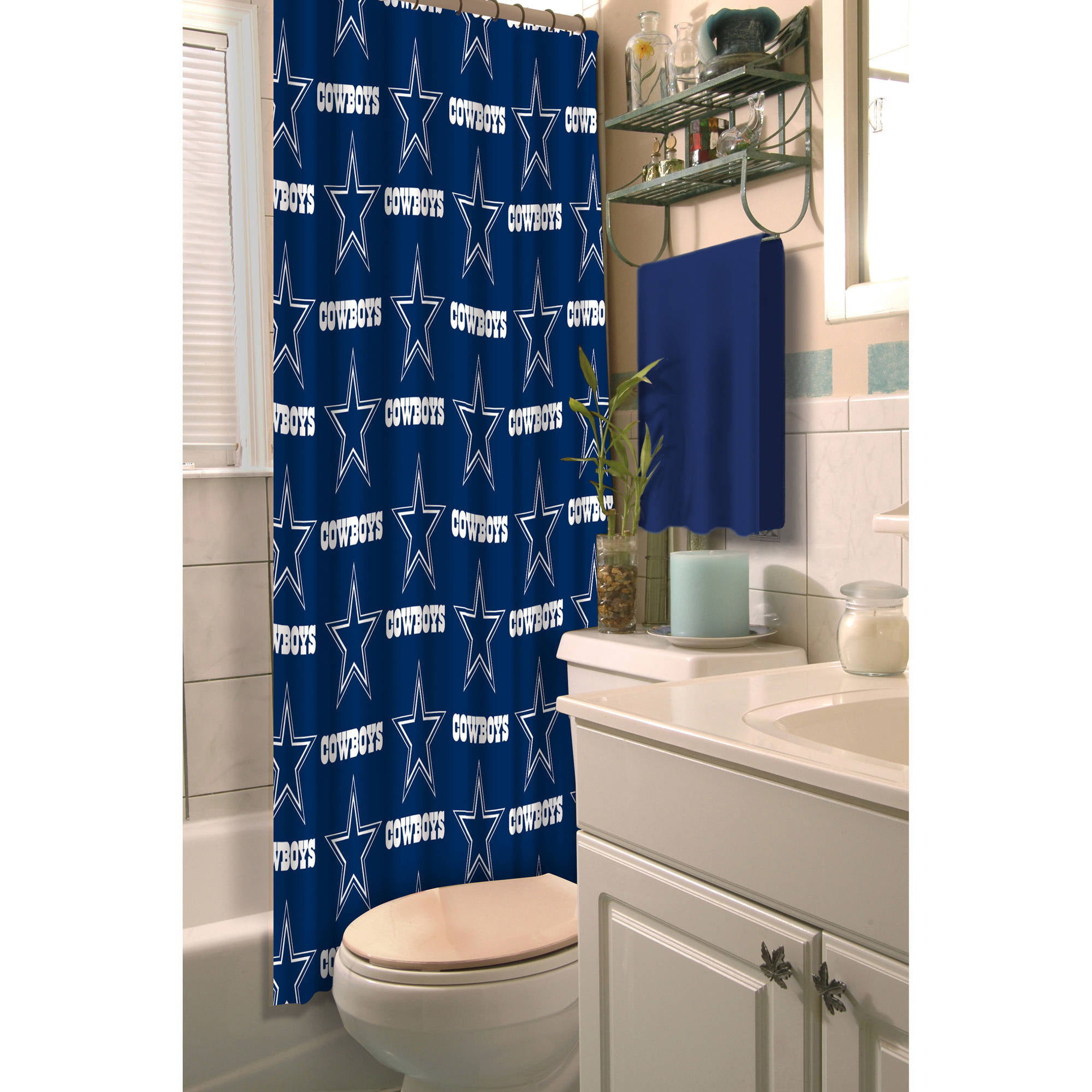 Details about   Texas Star Cowboys Blue and White Fabric Shower Curtain Set Bathroom Decor 72" 