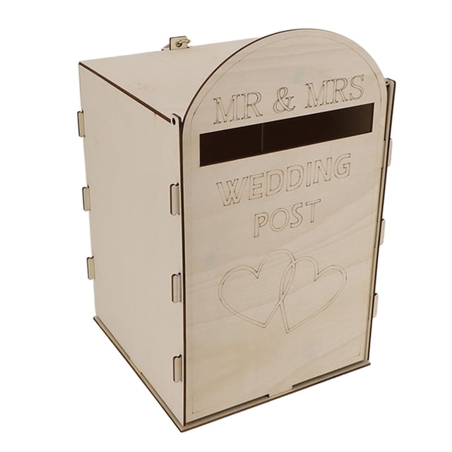 Exquisite Handcrafted Wooden Wedding Mailbox with Lock Key, Vintage Postal Style, Durable Plywood Construction