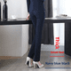 thumbnail image 1 of Pantalones de mujer de nueve puntos con pierna recta y cintura alta, ajustados y gruesos, para trabajo en hoteles, color negro, 1 of 4