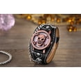 thumbnail image 3 of Crossbone and Skull  Antique Copper Color Wide Band Bike Gothicr Glow in Dark Hands Two Styles Watch-354, 3 of 5
