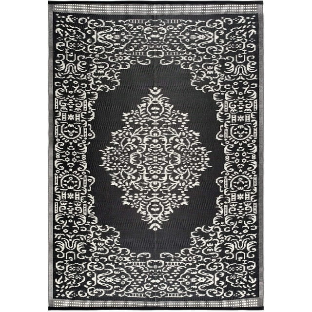 Beverly Rug Indoor Outdoor Reversible Plastic Area Rug 5x7 Black