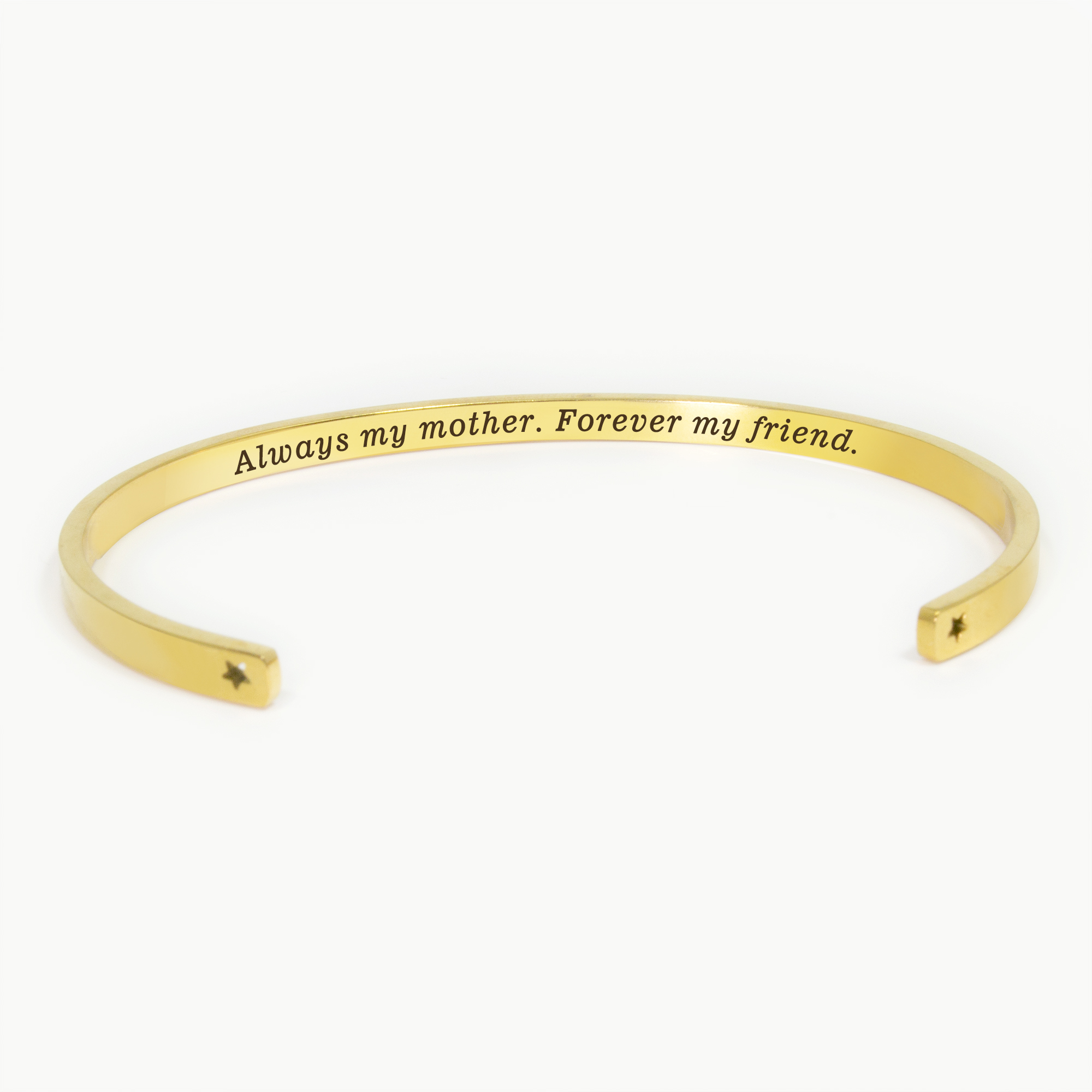 "Always my mother…" Adjustable Gold Stainless Steel Cuff Bangle Mother's Day Gift Set