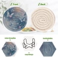 thumbnail image 4 of 6 Pcs Drink Coasters with Holder 3.94in Woven Coasters for Drinks Blue Butterflies Flying Coaster Set for Protection Table, 4 of 7