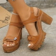 thumbnail image 5 of Slippers for Women Women's Fashionable Casual Summer Solid Color Fish Mouth Head Style High Heels Sandals,Brown,40, 5 of 9
