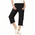thumbnail image 3 of Gytharion Kids Capri Pants for Boys Girls 5-15 Years, Fashion Solid Multi-Pocket Linen-Like Capris Lightweight Casual Elastic High Waist Straight Leg Cropped Pants, 3 of 7
