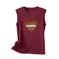 thumbnail image 4 of Tank Tops for Women Plus Size Round-Neck Sleeveless Baseball Loose Printed Pullover Tops Wine L, 4 of 4