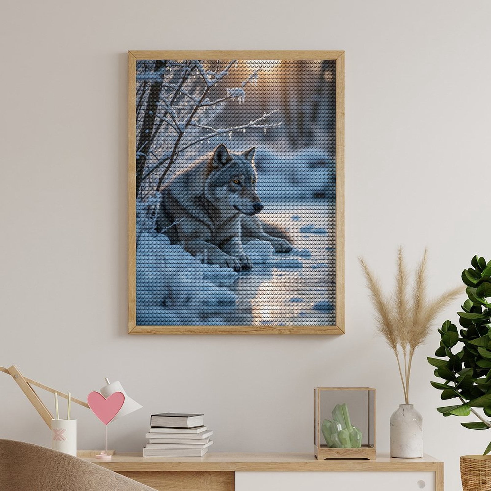 Diamond Art Kits for Adults - Winter Wolf In Frosted Wilderness 5d Diamond Painting for Adults, Diamond Art for Adults Beginners, Frameless Diamond Painting Kits for Adults for Home Wall Decor