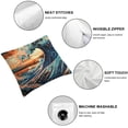 thumbnail image 6 of nygtbtfer Throw Pillow Covers with Zipper The Great Wave Off Kanagawa Painting with Sunset and Fujisan Mount Blue Orange Velvet Soft Comfortable Sofa Couch Bed Square Pillow White, 6 of 7