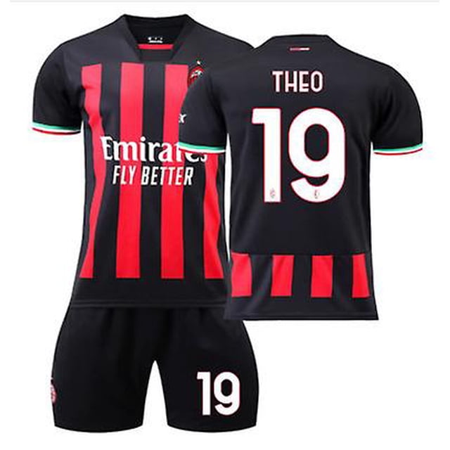 16Black 19C2023 Conjunto de uniformes de fútbol para niños de nuevo diseño con protectores de calcetines y rodillas para niños y niñas Ibrahimovic 11 # Theo 19 # Juego de camiseta del equipo de fútbol para esquí esquí Gafas de esquí