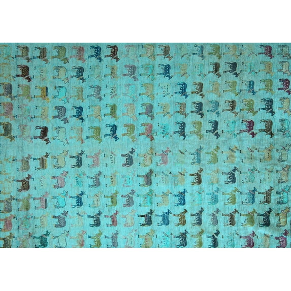 Ahgly Company Indoor Rectangle Abstract Light Blue Modern Area Rugs, 5' x 8'