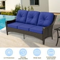 thumbnail image 3 of INTER HUT Stone Creek Patio 3-seat Wicker sofa with Blue Cushion, 3 of 7