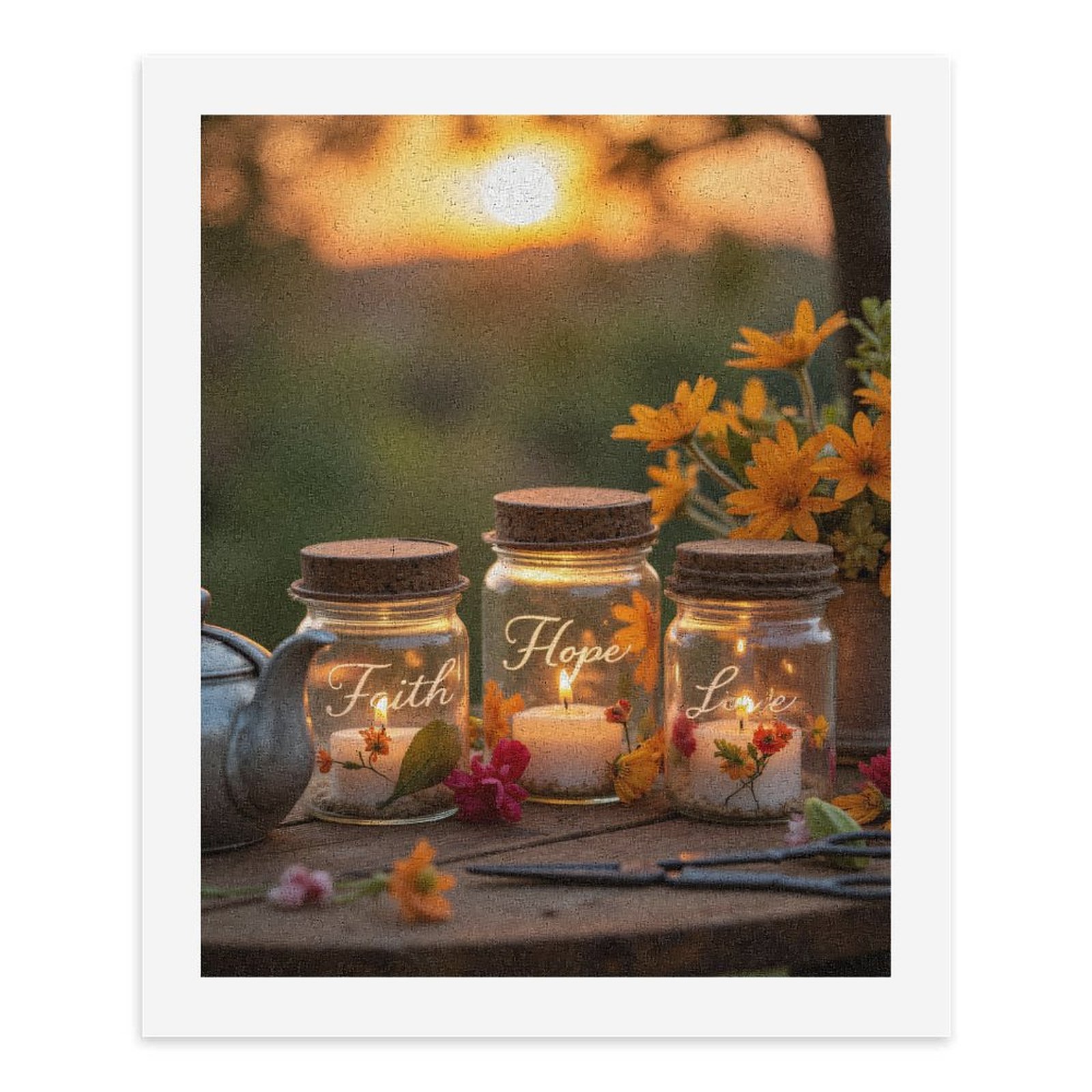 Paint by Numbers Kit for Adults, Candles And Sunset With Flowers Paint by Numbers, Easy Paint by Numbers Kit for Adults Beginner, DIY Adult Paint by Number Kits on Canvas, 12x16in Home Decor