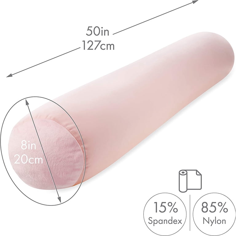 Straight Body Pillow, Full Size Premium Microbead,Side Sleeping / Maternity  Pregnant Women, Supportive ,Fluffy, Breathable, Cooling, 85/15  spandex/nylon Silky Feel Anti-Aging - 48” X 8” - Cream Peach