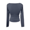 thumbnail image 4 of Xyxonk Womens Tops Stretchy Ribbed Long Sleeve Shirt Compression Boat Neck Double Lined Trendy T Shirt Tops Blue XL, 4 of 4
