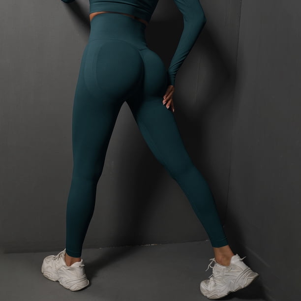 MKLEKYY Leggings deportivos para mujer, nuevos pantalones de yoga ajustados de punto sin costuras color melocotón para mujer, cintura alta y pantalones para correr y fitness 5058