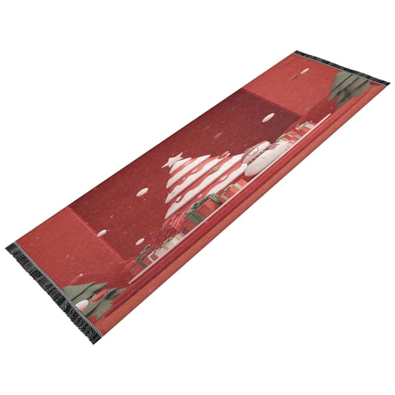 Vintage Modern Runner Rug,Non Slip Machine Washable 72"x23.5" Polyester Material Pet-Friendly Durable,Applicable to Entryway Rug Living Room Rug Adorable Christmas Tree