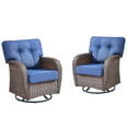 thumbnail image 2 of Unnifurnzi Outdoor Swivel Rocker Chairs Set of 2-Swivel Patio Chairs with 5" Thick Cushions Patio Chairs for Deck Porch Poolside Balcony-Brown/Blue, 2 of 7