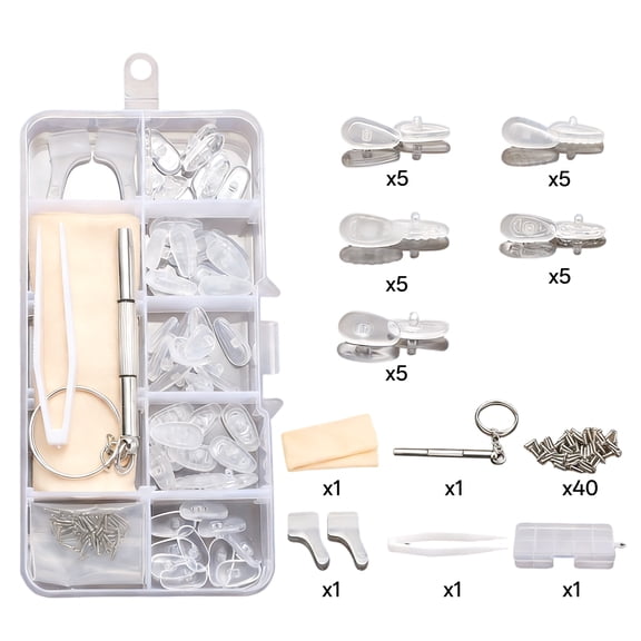 HBMYN 25 Pairs Eyeglass Nose Pads,Soft Silicone Nose Pads for Glasses,Screw-On Nosepads with Fixing Tools,Pressure-Free Anti Slip Eyeglass Nose Pads for Glass