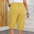 thumbnail image 5 of WIZUTIZ Women's Athletic Shorts Wide Leg Leisure Active Loose Shorts High Waist Solid Trousers Knee-Length with Pockets Pleated Trousers for Ladies Stylish Outdoor Yellow Linen, 5 of 6